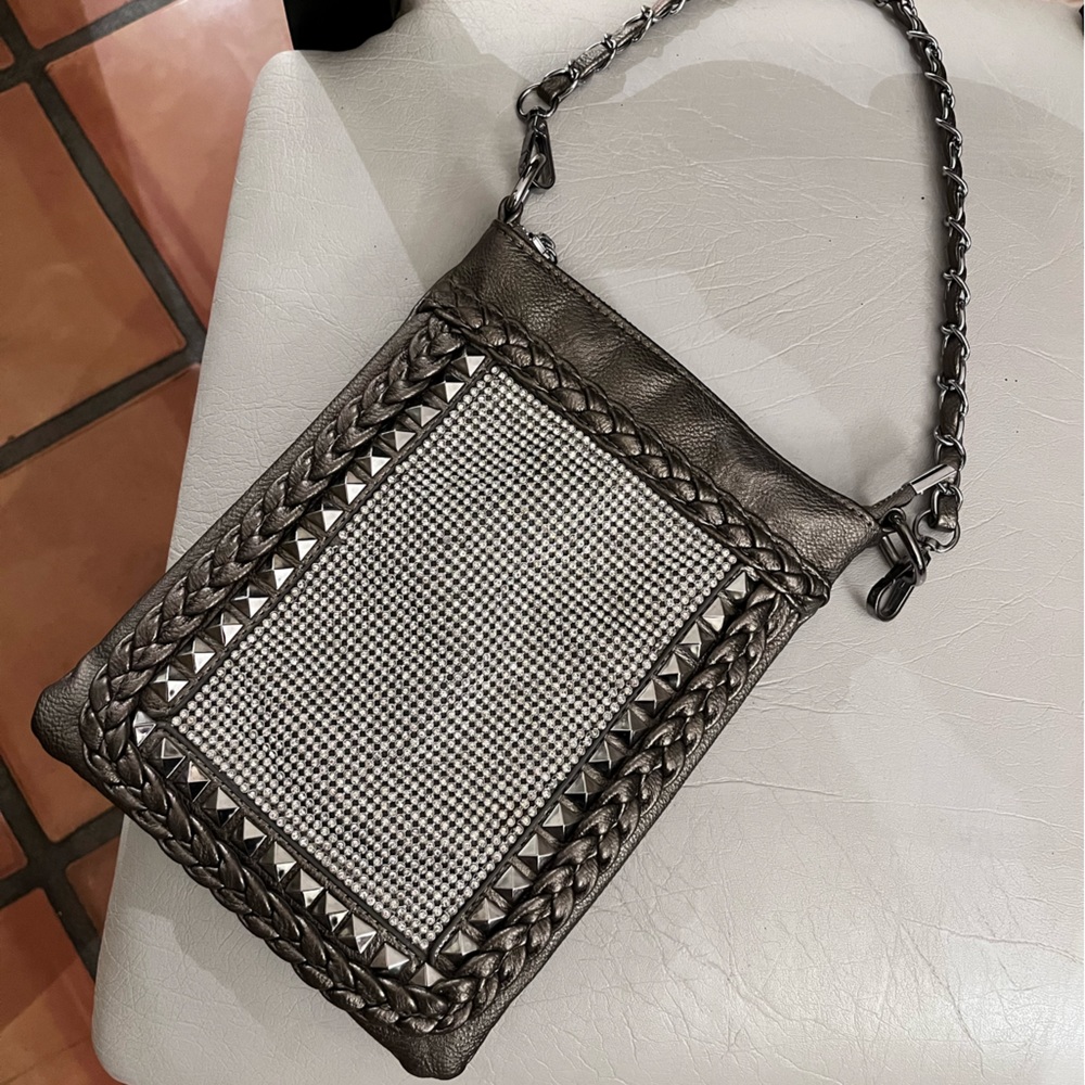 Rhinestone small bag/hand purse, Faux leather